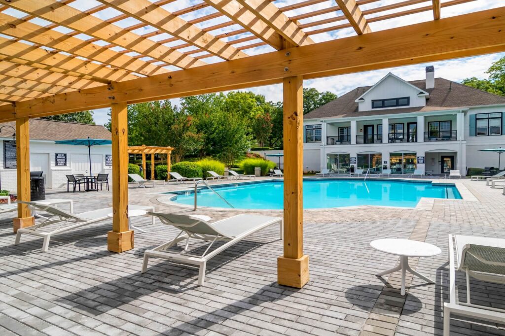 Shaded cabana by the pool